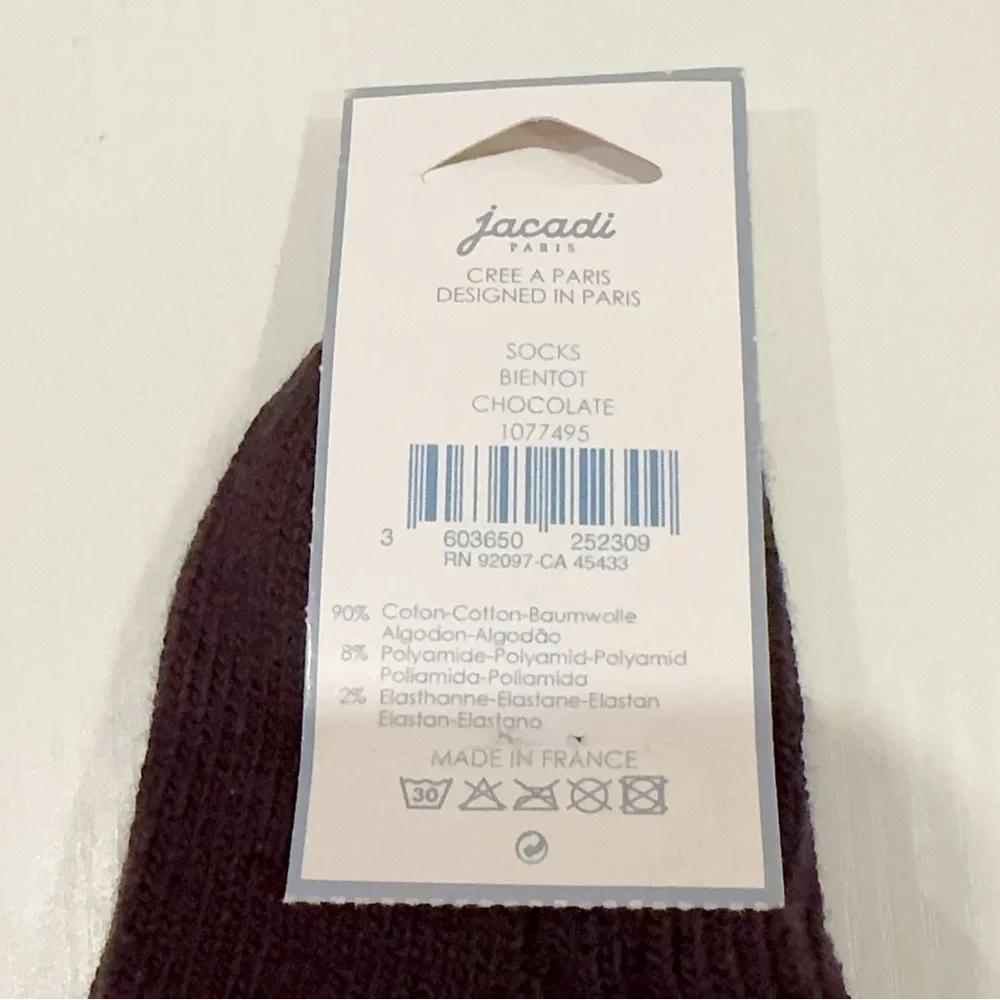 2 Pairs of Jacadi Cotton Blend Winter Socks Size 17-18 NWT